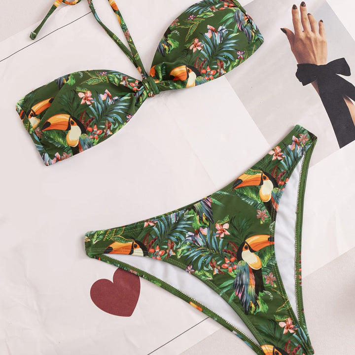 Damen Bandeau-Bikini mit exotischem Tropenmuster Echo Archiv