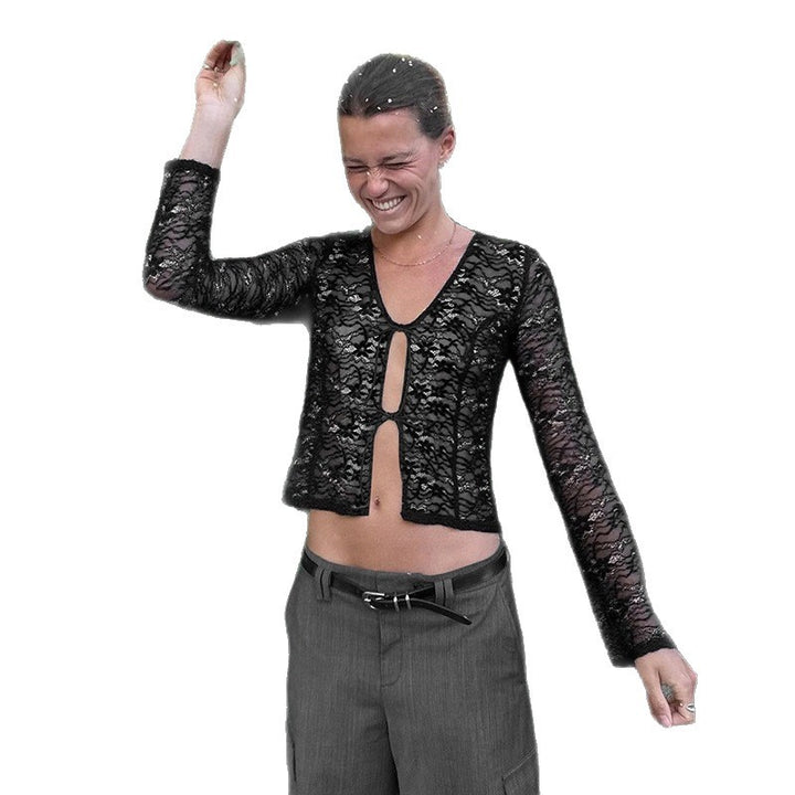Damen Spitzenbluse mit elegantem Schnürverschluss Echo Archiv