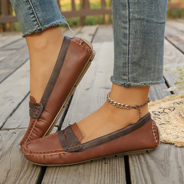 Damen klassische Penny-Loafer aus weichem Kunstleder mit gesteppter Rahmennaht und gepolsterter Komfortinnensohle – Lioré