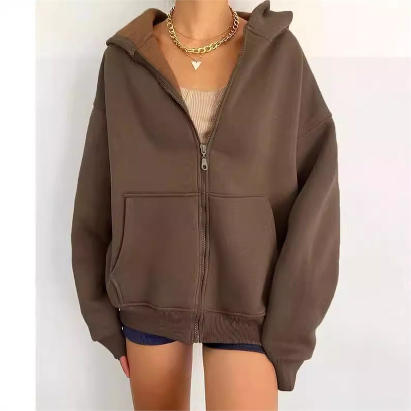 Damen nan oversized Kapuzenjacke mit Reißverschluss und Kängurutaschen Echo Archiv
