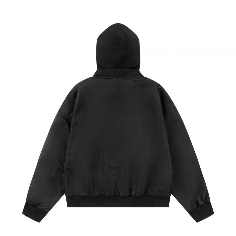 Unisex Oversize Kapuzen-Blousonjacke mit Rippbündchen und Pattentaschen Echo Archiv