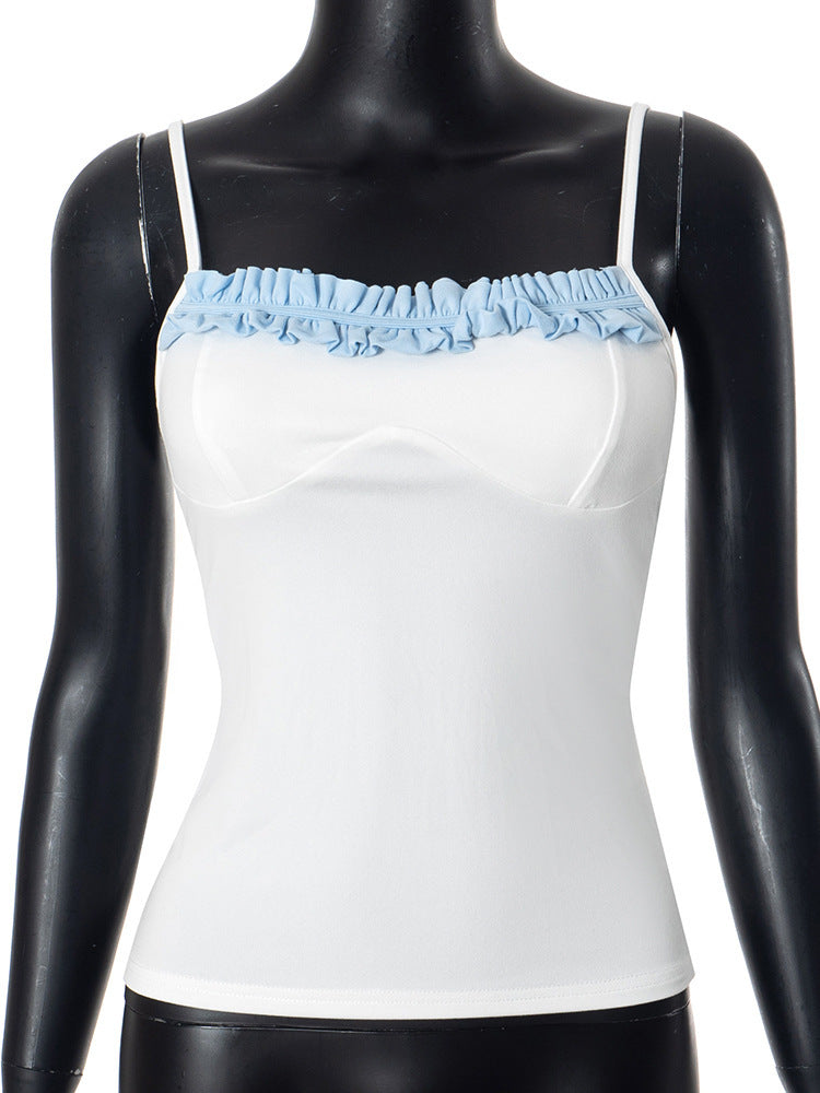 Damen Top mit raffiniertem Rüschensaum und verstellbaren Trägern Echo Archiv