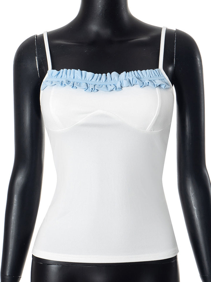 Damen Top mit raffiniertem Rüschensaum und verstellbaren Trägern Echo Archiv