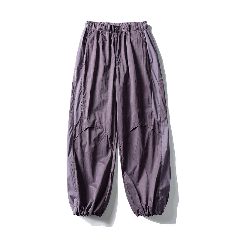 Herren Weite technische Nylon-Cargohose mit elastischem Bund und Paneel-Details Echoarchiv