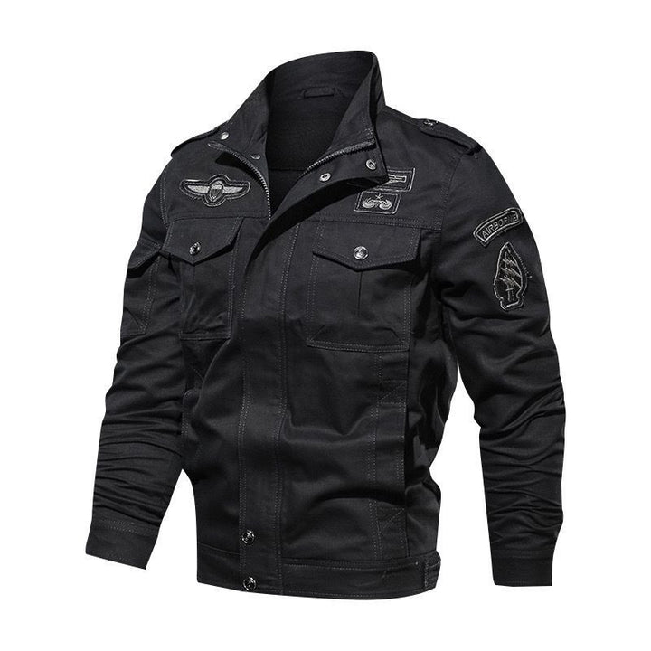 Herren Militärische Canvas-Fieldjacke mit Aufnähern und Stehkragen Echoarchiv