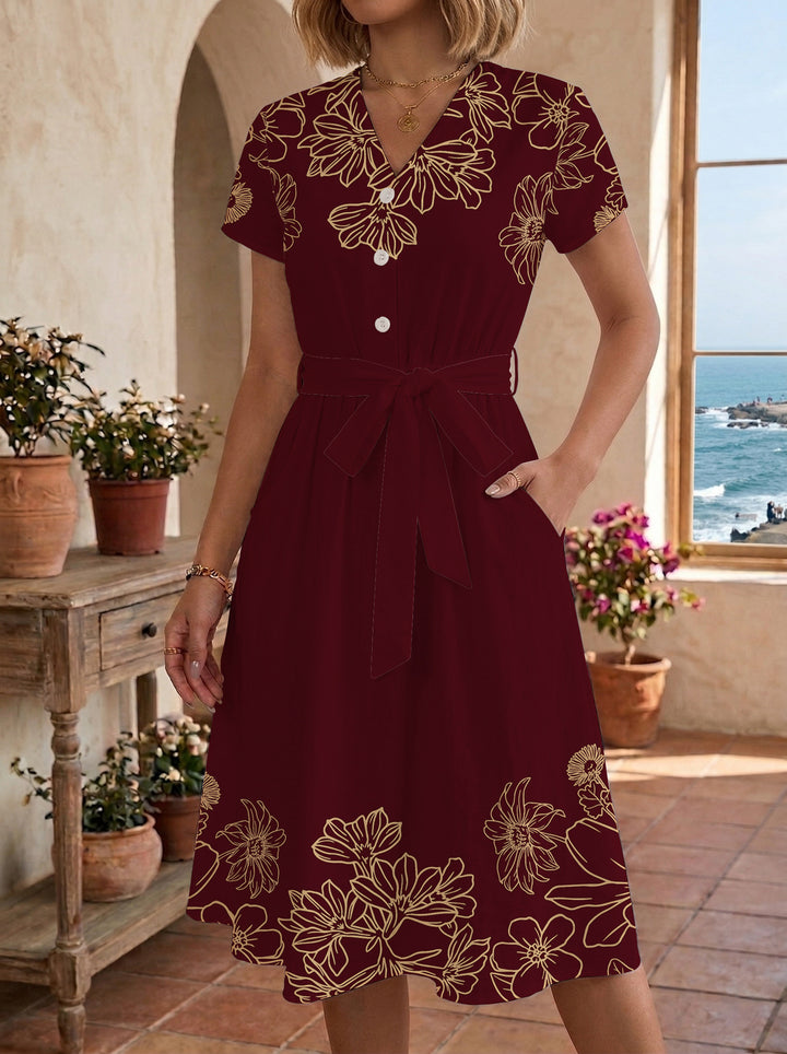 Damen Midi-Kleid mit floralem Design und bequemer Passform Echo Archiv