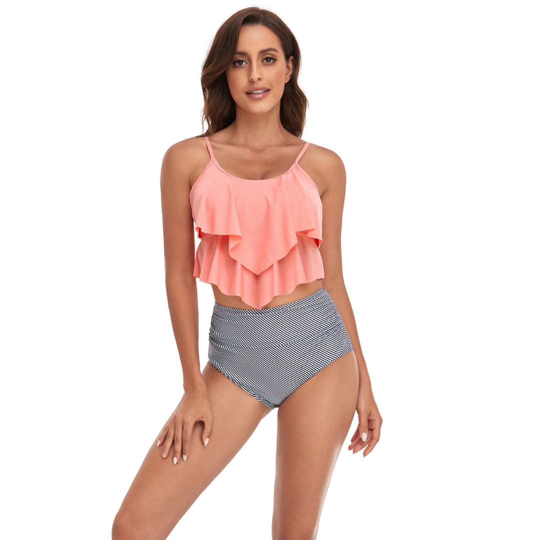 Damen Tankini-Set mit fließendem Rüschendesign und figurbetonter Bikinihose Echo Archiv