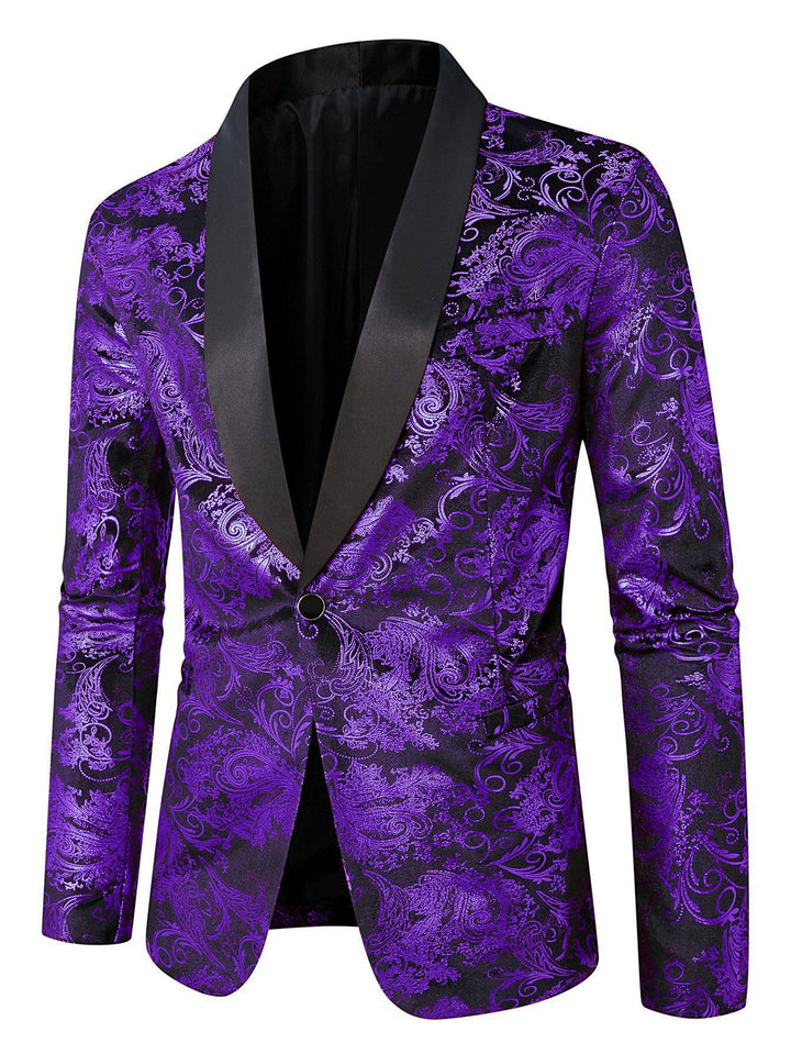 Herren eleganter Pailletten Blazer mit floralem Muster Echoarchiv