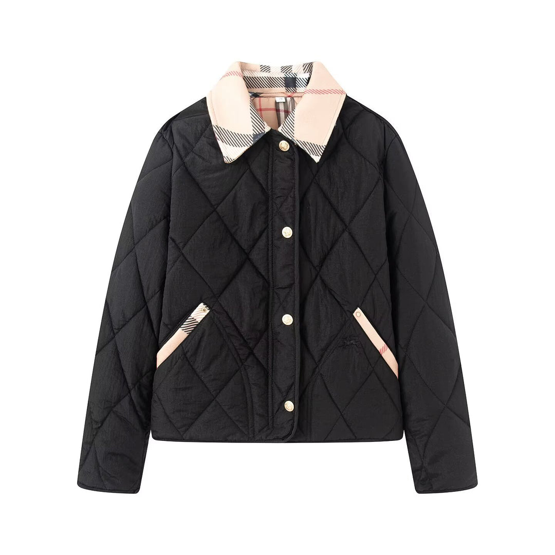 Damen Steppjacke mit karierter Kragen- und Taschenblende Echo Archiv