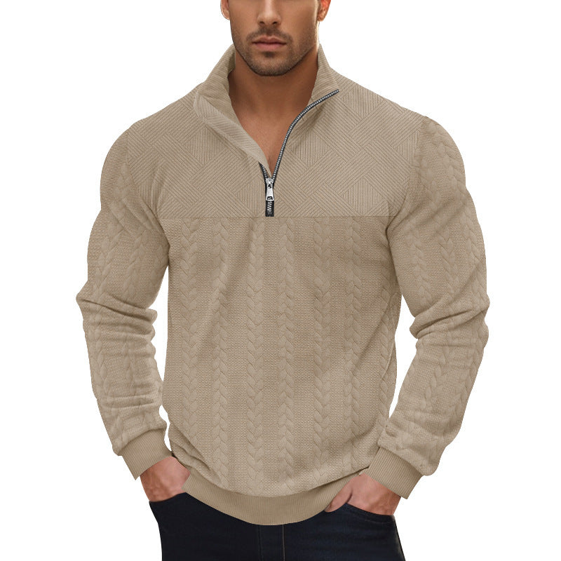 Herren Strickpullover mit modernem Reißverschluss und strukturiertem Design Echoarchiv