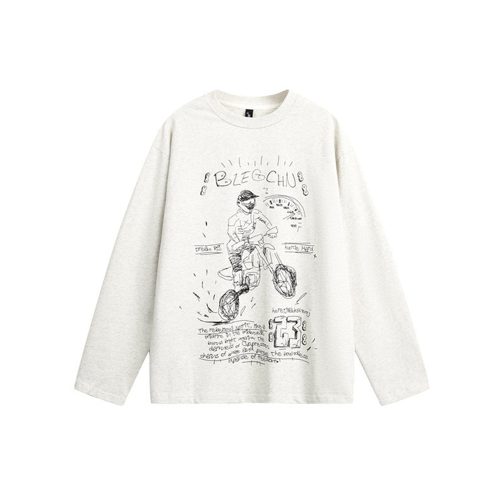 Unisex Oversize-Langarmshirt mit illustrativem Bike-Print und entspannter Silhouette Echoarchiv
