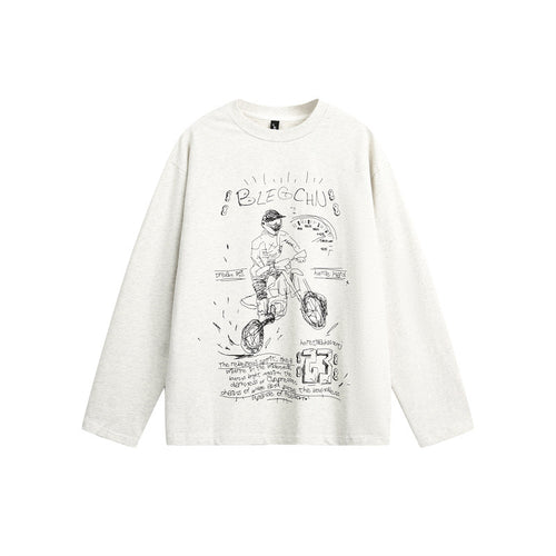 Unisex Oversize-Langarmshirt mit illustrativem Bike-Print und entspannter Silhouette Echoarchiv