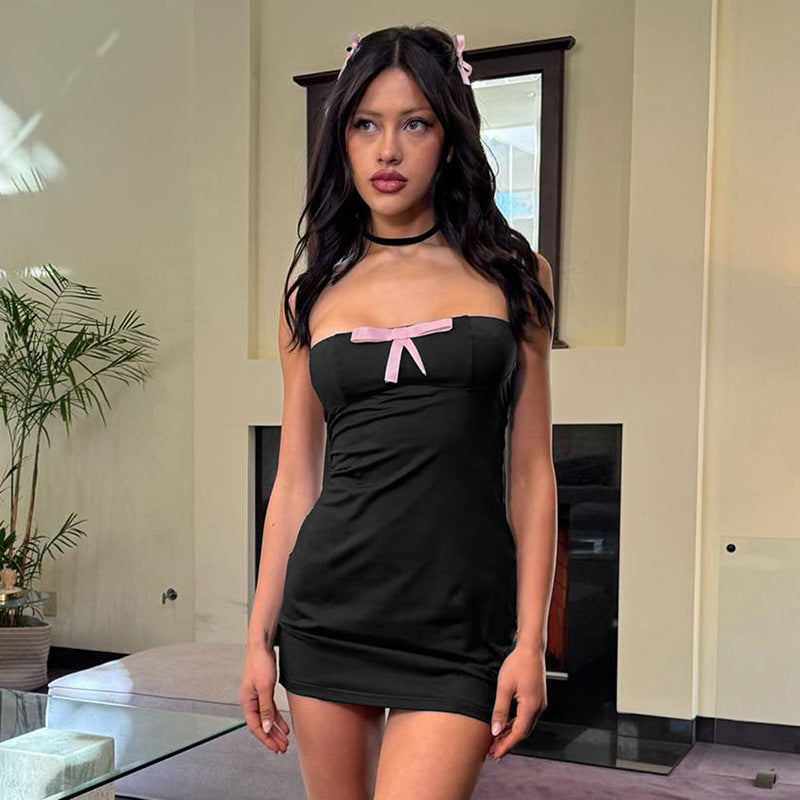Damen Minikleid mit zarter Satin-Schleife und figurbetontem Schnitt Echo Archiv