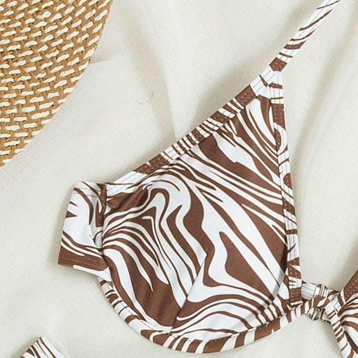 Damen Triangel-Bikini mit stylischem Zebradesign und verstellbarem Bindesystem Echo Archiv