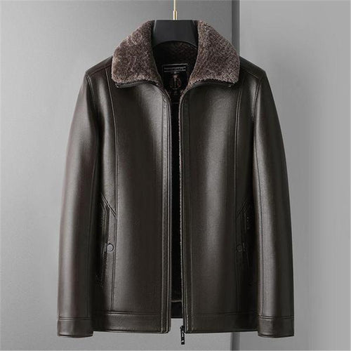 Herren Schaffellgefütterte Echtlederjacke mit Thermofutter und Stehkragen Echoarchiv