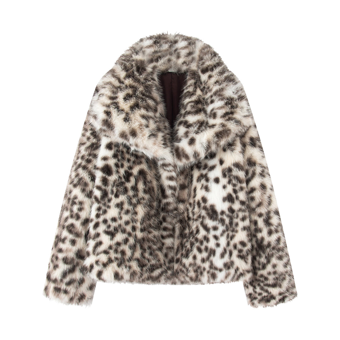 Damen kurze Kunstfelljacke mit extra großem Schalkragen und luxuriöser Softwattierung – Célinea