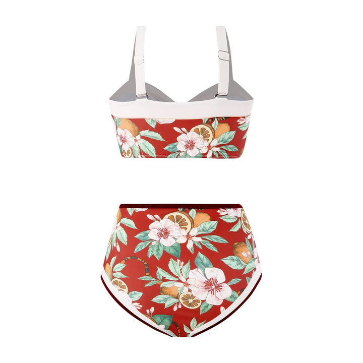 Damen Hochtailliertes Bikini-Set mit floralem Muster und verstellbaren Trägern Echo Archiv
