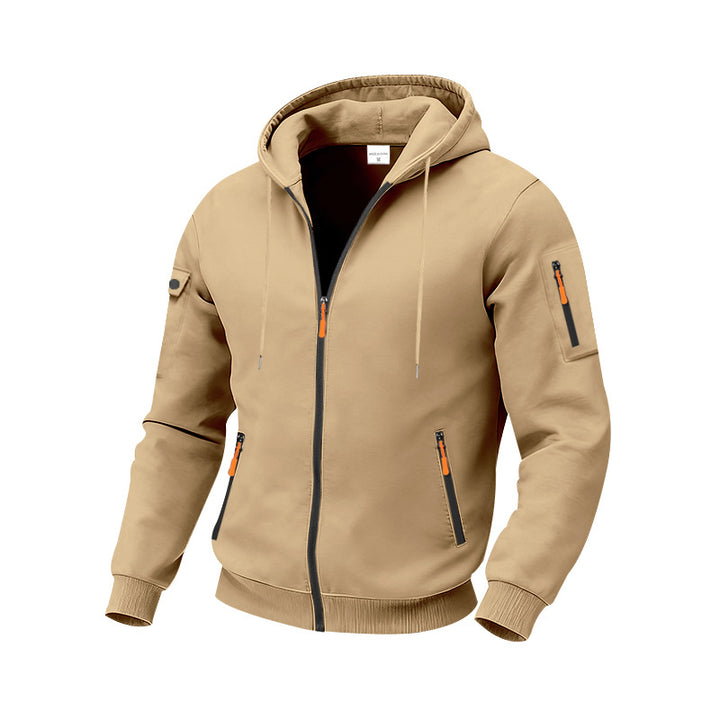 Herren nan technische Zip-Hoodiejacke mit wasserabweisenden Reißverschlusstaschen, Kapuze und verstärkten Ärmelpaspeln Echo Archiv