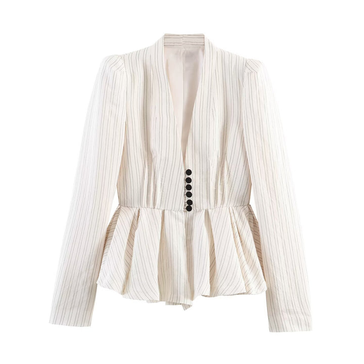 Damen Taillierte Blazerjacke mit tiefem V-Ausschnitt, Schößchen und Zierknopfleiste Echo Archiv