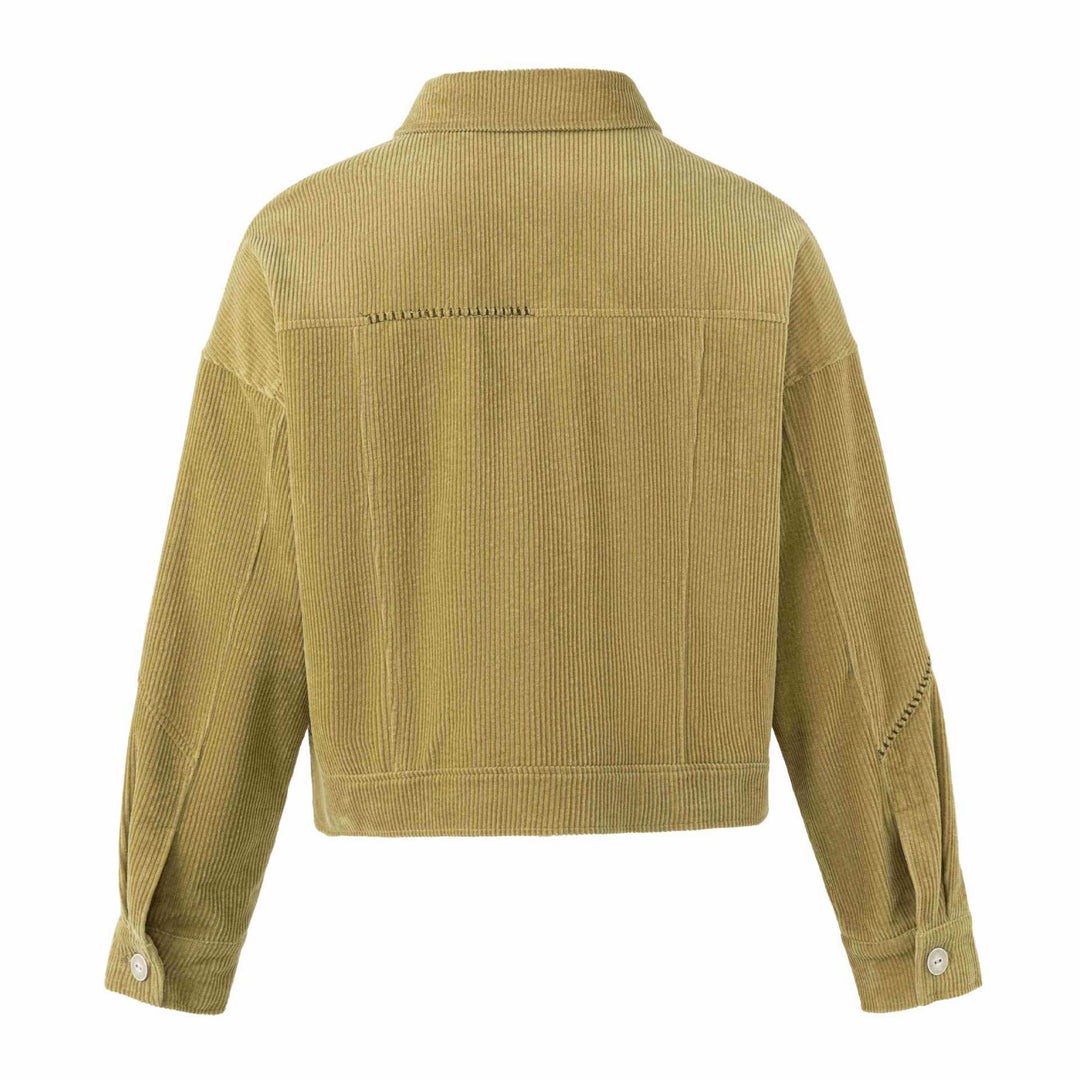 Damen Kurz geschnittene Cord‑Truckerjacke im Boxy‑Cut mit Pattentaschen Echoarchiv
