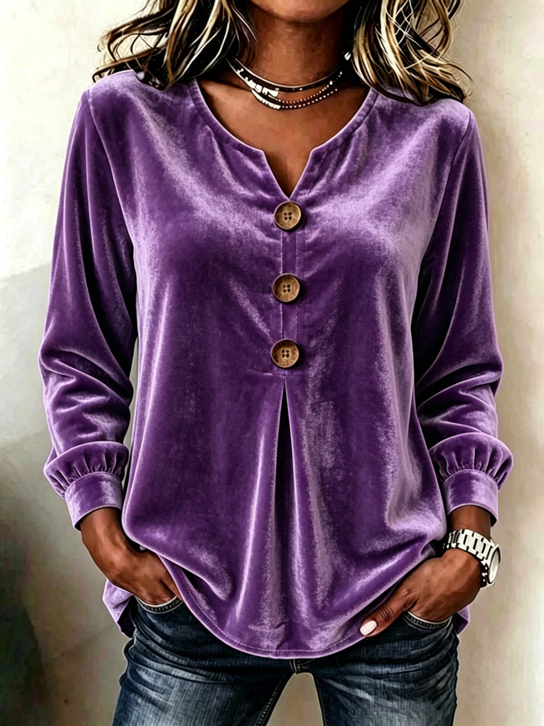 Damen Elegante und komfortable Veloursbluse Echo Archiv
