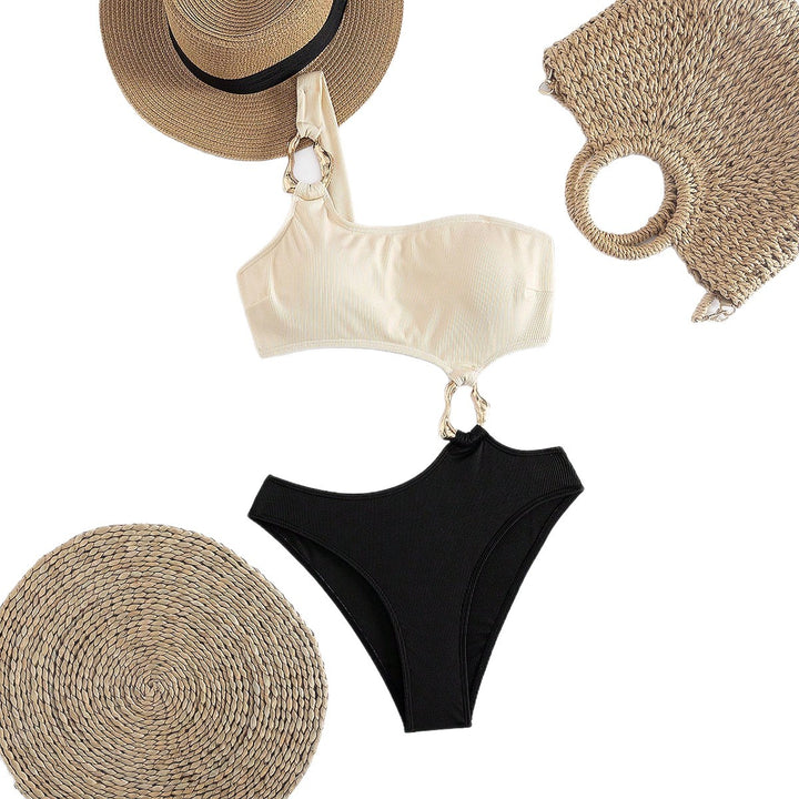 Damen Einseitiger Bikini mit modischem Ringdetail Echo Archiv