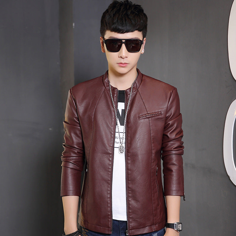 Herren modische Kunstlederjacke mit stylischem Steppdesign Echoarchiv