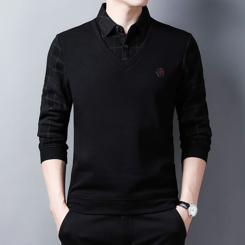 Herren eleganter V-Ausschnitt Pullover mit strukturiertem Oberteil Echoarchiv