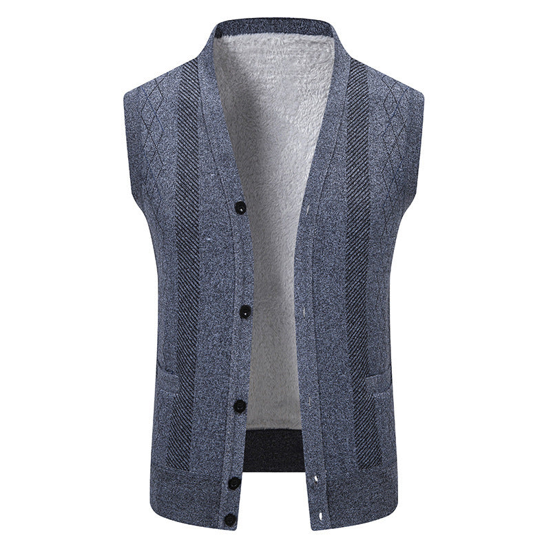 Herren Strickjacke mit klassischem V-Ausschnitt und feinem Zopfmuster Echoarchiv