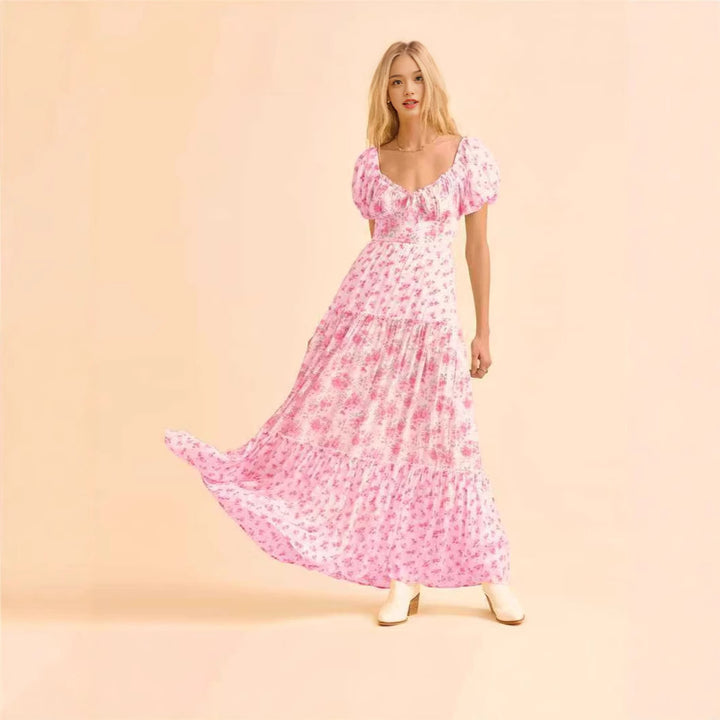 Damen Maxikleid mit blumigem Design und hochwertigen Puffärmeln Echo Archiv