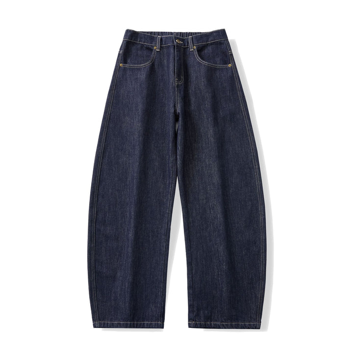 Damen Weite hochgeschnittene Cropped-Jeans aus Raw-Denim mit klassischem Taschen-Design Echoarchiv
