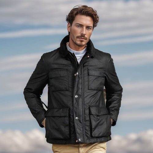 Herren funktionale Utility-Jacke mit warmem Fleece-Kragen und praktischen Taschen Echoarchiv