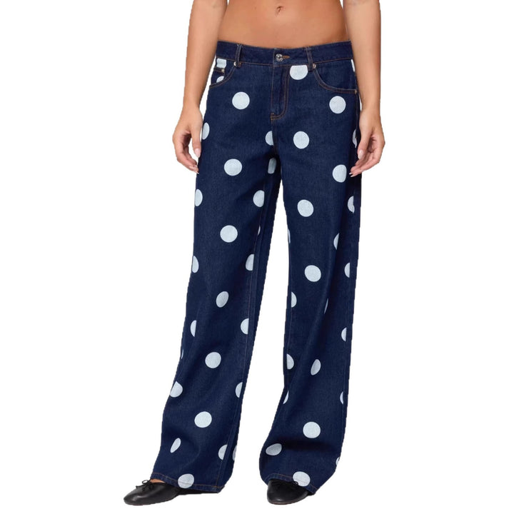 Damen Polka-Dot Denim-Set mit lässiger Schnittführung und angesagten Details Echo Archiv