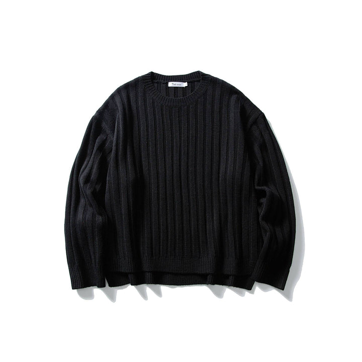 Unisex Grobgerippter Oversize-Pullover mit Rundhalsausschnitt Echoarchiv
