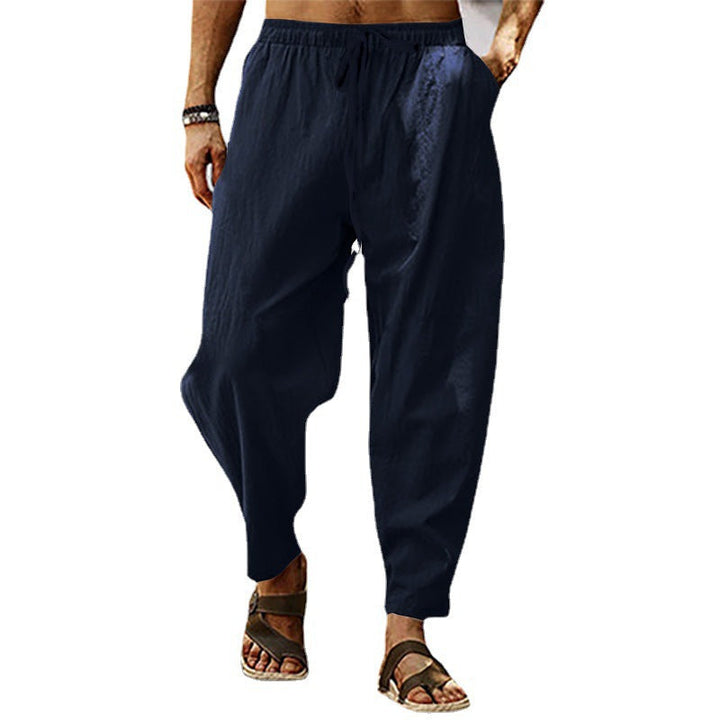 Herren nan lockere Sommer-Slouch-Hose aus Leinenmix mit elastischem Bund und konischem Knöchelabschluss Echoarchiv
