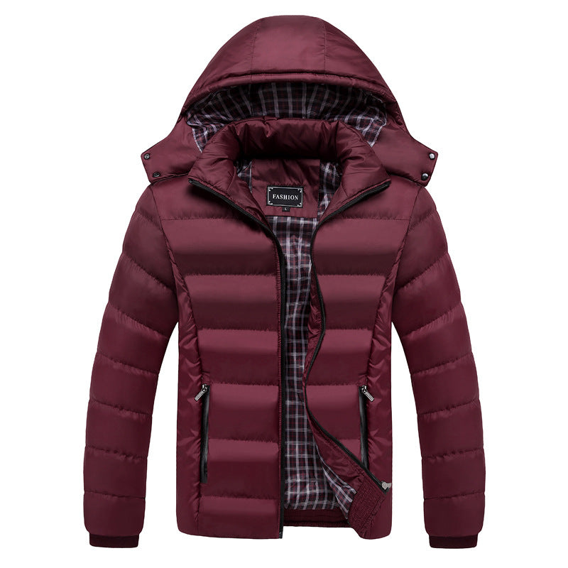 Herren Ultraleichte Pufferjacke mit Thermosteppung, Kapuze und kariertem Innenfutter Echoarchiv