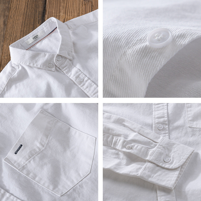 Herren klassisches Button-Down Oxfordhemd aus Baumwolle mit Kentkragen lockerer Schnitt und Brusttasche Echoarchiv