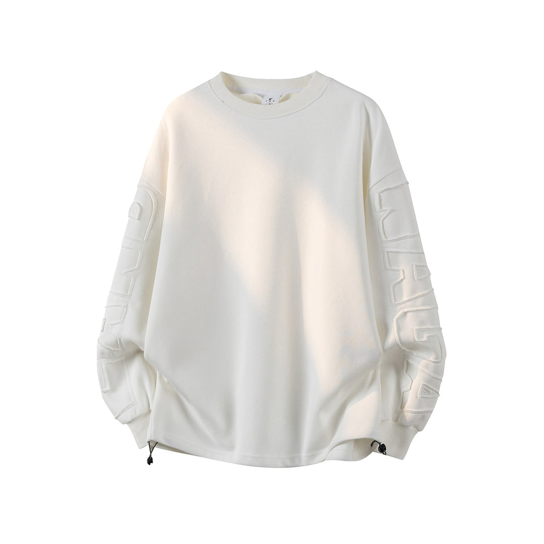 Damen Oversize-Sweatshirt mit gesticktem Schriftzug, abgerundetem Saum & überschnittener Schulter Echoarchiv