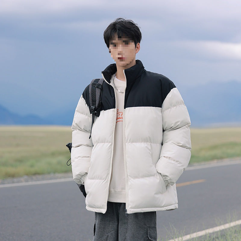 Herren Oversize-Steppjacke mit Colourblock-Schulter, hoher Stehkragen & windabweisender Wattierung Echoarchiv