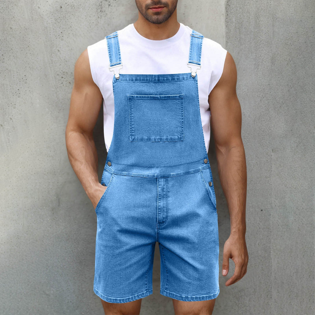 Herren Latzshorts aus Baumwoll-Denim mit praktischen Taschen und verstellbaren Trägern Echoarchiv