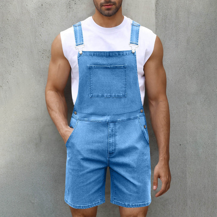 Herren Latzshorts aus Baumwoll-Denim mit praktischen Taschen und verstellbaren Trägern Echoarchiv