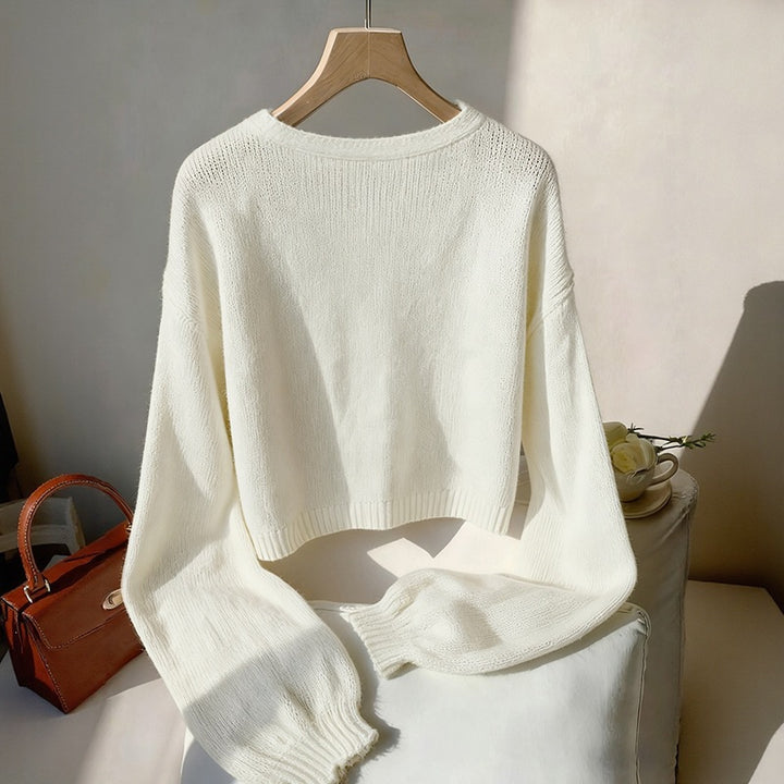 Damen Cropped Strickpullover mit Schleifen Echo Archiv