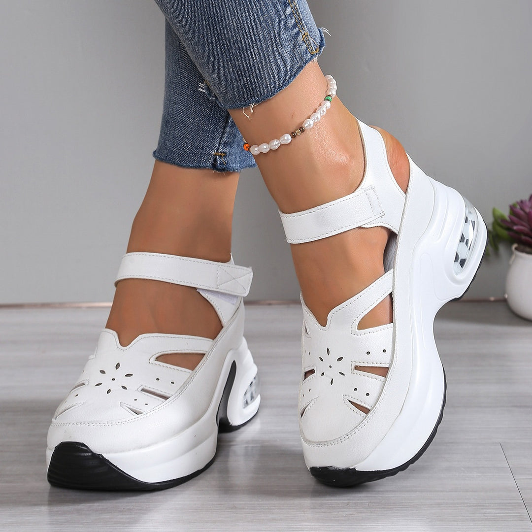 Damen Keil-Sandalen mit luftgepolsterter Sohle und Klettverschluss Echo Archiv