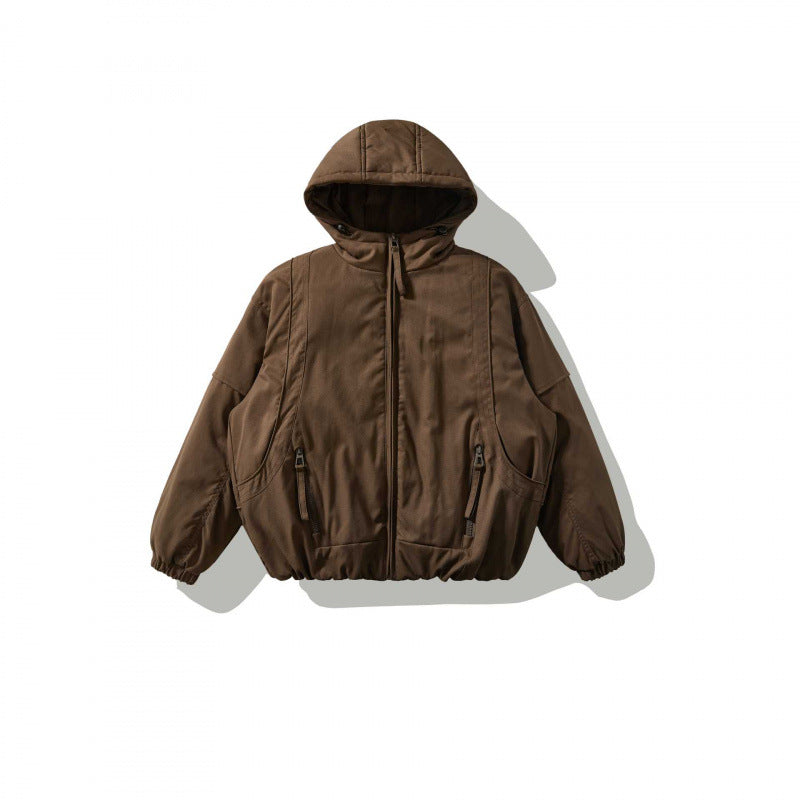 Unisex Oversize Stepp-Bomberjacke mit hoher Kapuze, geformten Pattentaschen und elastischem Saum Echo Archiv