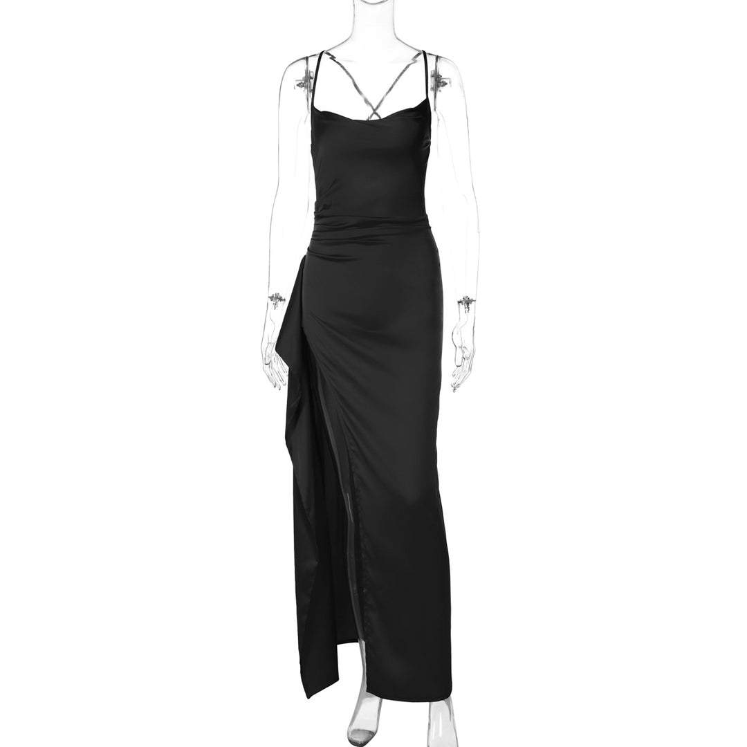 Damen Elegantes Satin-Maxikleid mit verführerischem Schnitt Echo Archiv