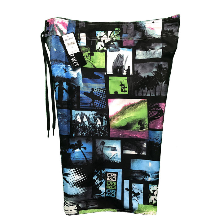 Herren Badeshorts im modernen Fotocollage-Design mit praktischen Seitentaschen und schnelltrocknendem Material Echoarchiv