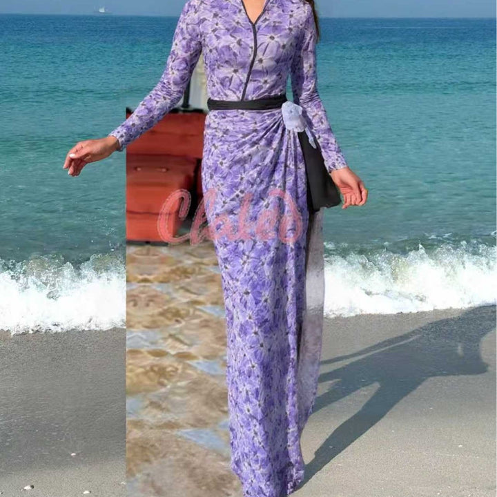 Damen elegantes Strandkleid mit floralem Muster Echo Archiv
