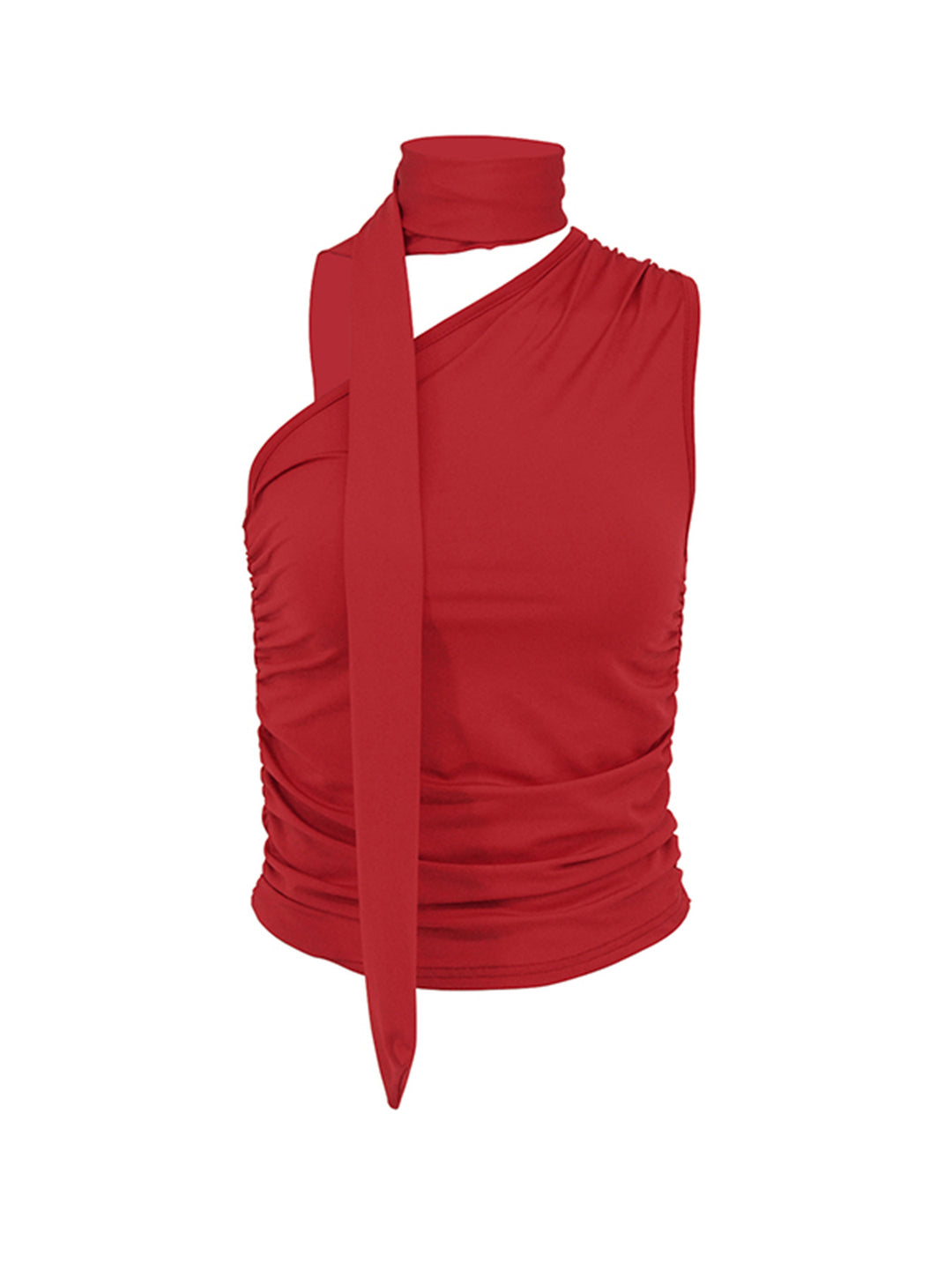 Damen asymmetrisches Top mit bindbaren Schlaufen und Raffung Echo Archiv