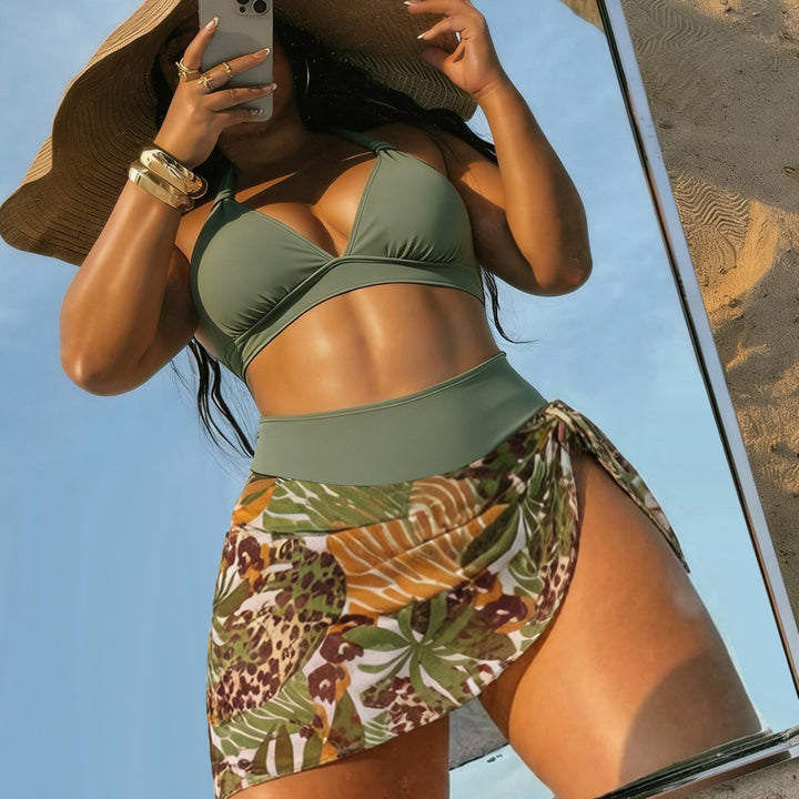 Damen Triangel-Bikini-Set mit Wickelrock und verstellbaren Trägern Echo Archiv