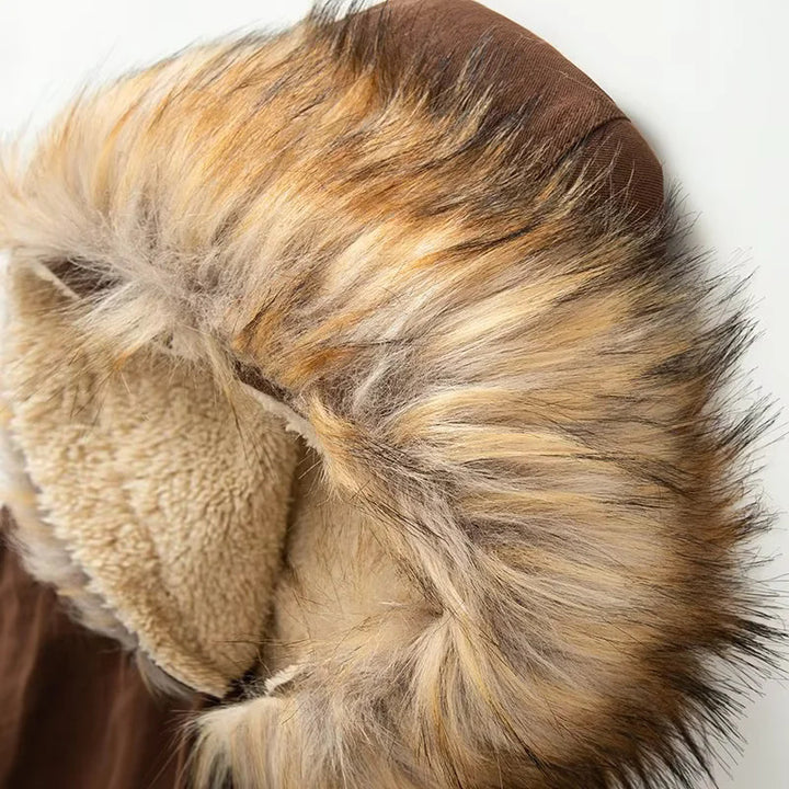 Damen wattierte Parka-Bomberjacke mit abnehmbarem Kunstfellbesatz an Kapuze und wärmendem Teddyfutter – Avenza